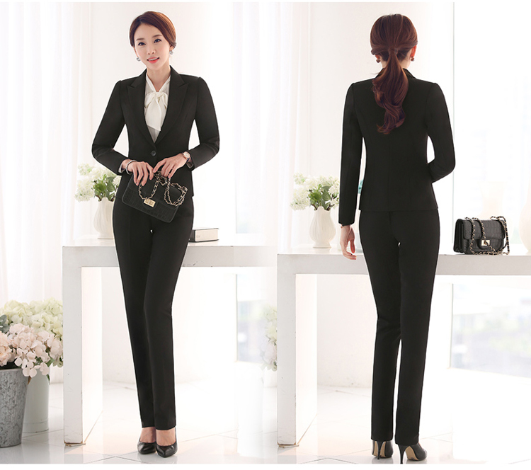 
                                        曼彩蝶2015秋冬职业工作服装面试装正装女士西服短裙  长裤 黑色 XXL                