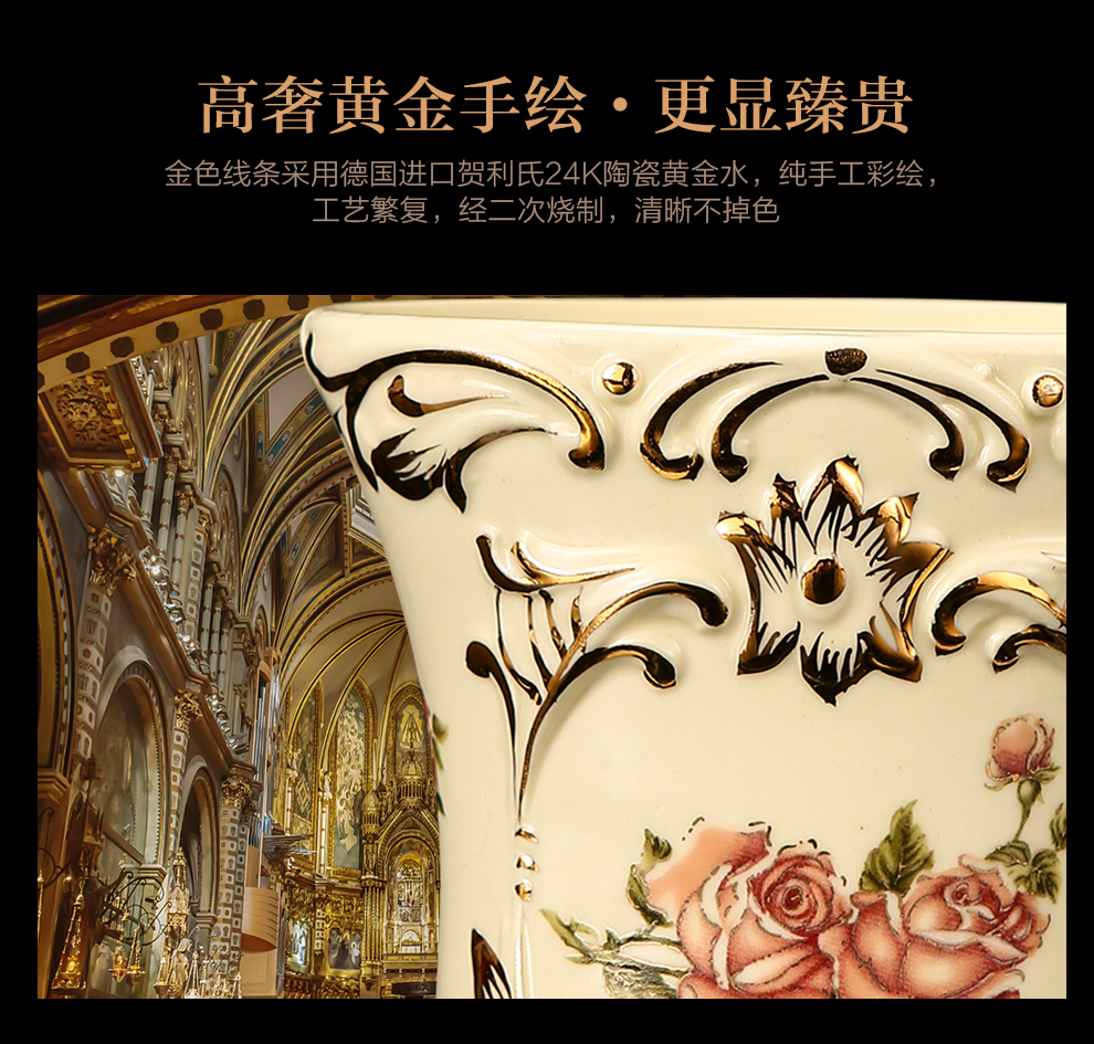 
                                        铂爵皇瓷 欧式陶瓷卫浴五件套 浴室洗漱用品套装套件 高档象牙瓷 大号BJ208                