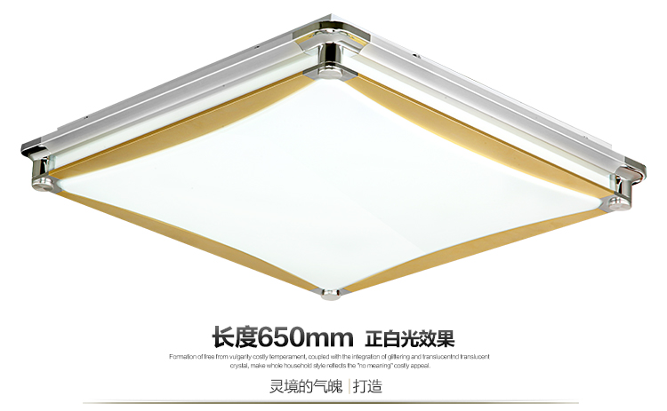 华艺灯饰 现代客厅灯长方形led吸顶灯餐厅无极调光灯饰灯具 IX49 55*55CM无极调光送遥控12-15平_35W