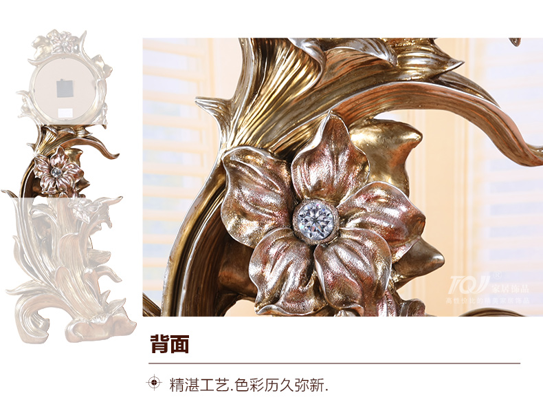 
                                                            丽盛（LISHENG）超大欧式仿古玫瑰花复古座钟摆件树脂摆钟客厅招财落地钟 图片色                