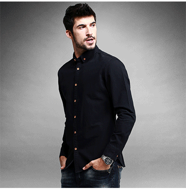 [包邮]kuegou 男士简约纯棉衬衫 男装长袖修身衬衣 男