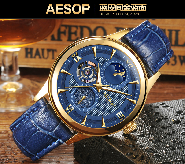 伊索(aesop)新款男士手表 全自动机械表男表 商务钢带男式手表机械表