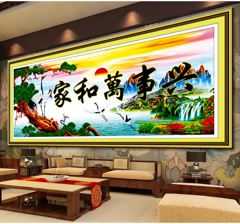 蒙娜丽莎点钻十字绣5D钻石画家和万事兴鹤寿延年钻石绣贴钻画砖石秀水钻画新款大幅客厅砖石绣钻 Z259(MK1214) 长1.35米*宽0.55米