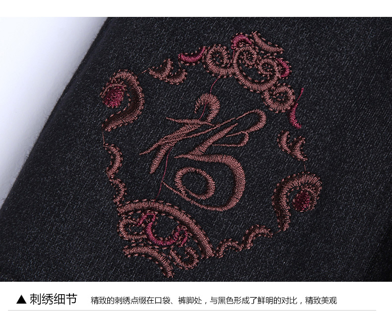 南极人羽绒服中老年羽绒裤女外穿加厚保暖宽松优雅大码秋冬女长裤 福禄绣 S
