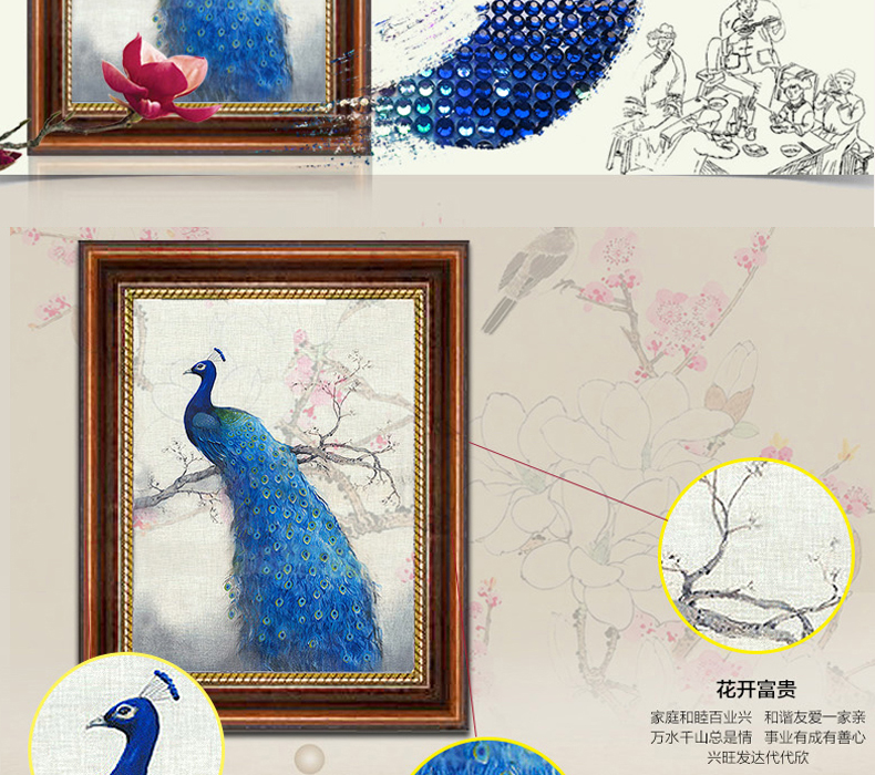 
                                        古笛（GUDI）5D钻石画孔雀钻石十字绣雀之灵新款圆钻雀之恋钻石绣贴现代钻画 雀之灵钻石画 满钻36X50cm头朝左--雀之灵新手小试                
