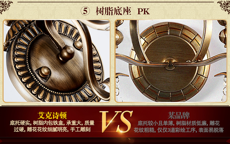 华艺灯饰 壁灯床头卧室欧式简约镜前客厅过道树脂灯具 艾克诗顿 WL0026 1头