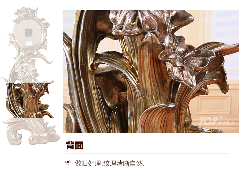 
                                                            丽盛（LISHENG）超大欧式仿古玫瑰花复古座钟摆件树脂摆钟客厅招财落地钟 图片色                