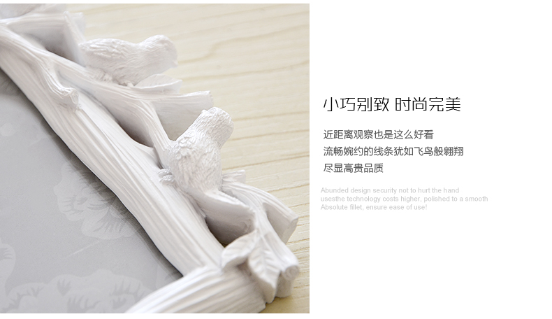 梦雅莉  树脂5寸摆台相框 三只小鸟 影楼 韩式创意相框摆台 绿色 5寸