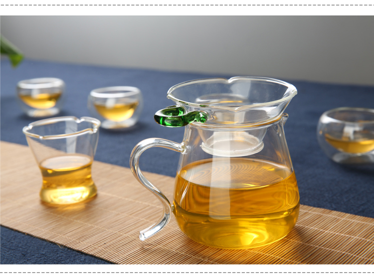 
                                        
                                                            品茶忆友 玻璃茶具 耐热玻璃绿把过滤茶漏茶滤茶器 JP-04                