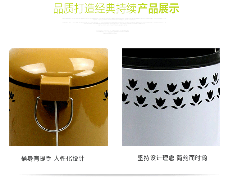典尚乐家 欧式家用垃圾桶脚踏式客厅厨房圆型翻盖家居摆件带内胆 浅蓝色