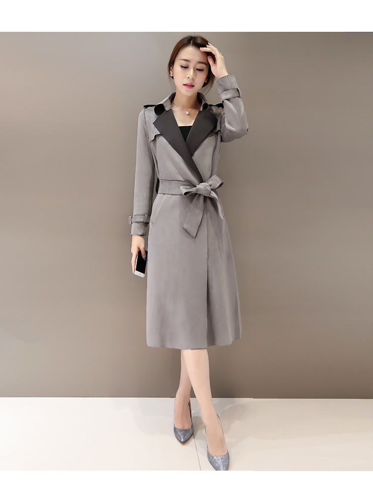 衣品辰（Epcen）2015冬装女装新款中长款修身显瘦风衣外套DSD1802 灰色 M