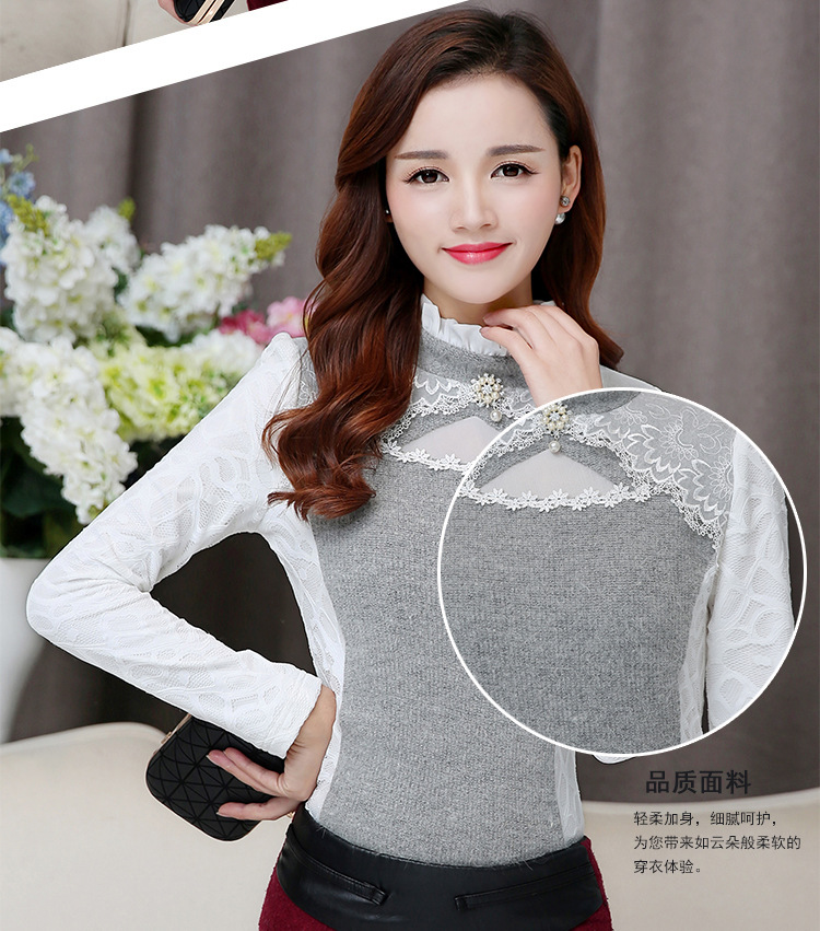 檬伊 2015秋装新款大码韩版女装兔毛打底衫 图片色 2XL