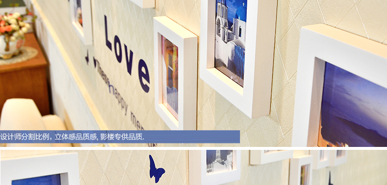 
                                        古笛 进口实木照片墙 地中海 钟表相片墙相框墙创意组合HD-1183 白蓝组合                