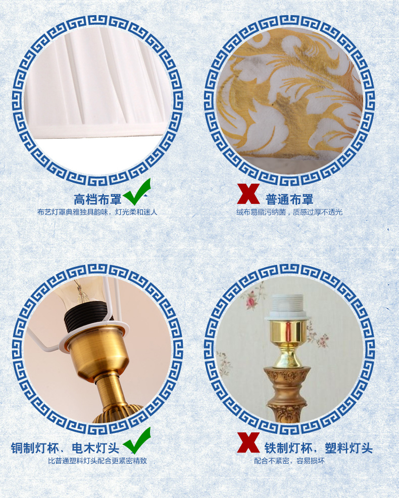 中式陶瓷台灯卧室床头灯 美式客厅台灯婚庆青瓷装饰台灯 YQ3005A