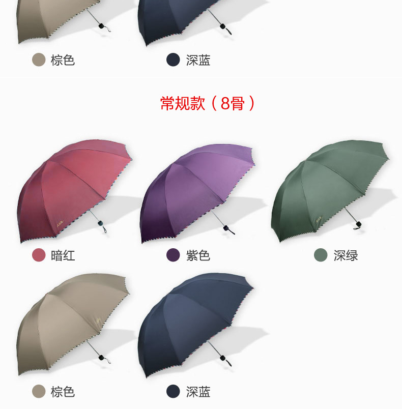 
                                        天堂雨伞百搭纯色三折天堂伞男士商务伞加大加固防风钢骨折叠伞女士晴雨伞 紫色(加大版)                