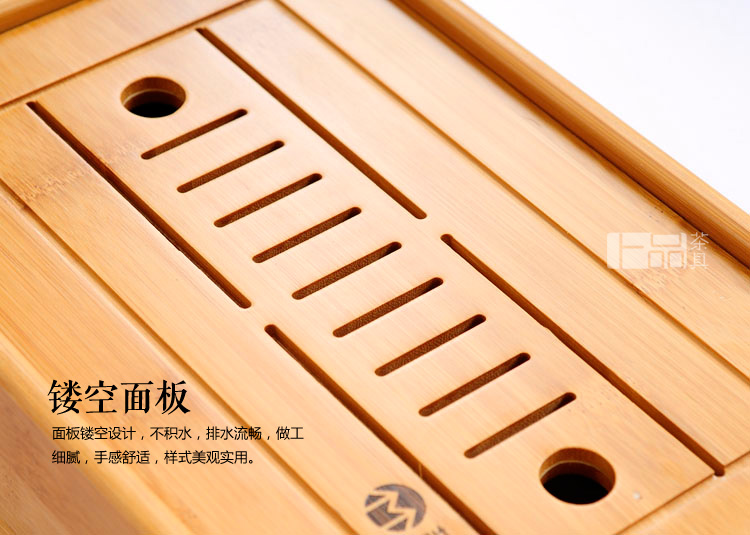 
                                        茗匠 小箱式储水茶盘 竹制茶盘  实木茶台茶海 功夫茶具 大中小号 大号40X28                