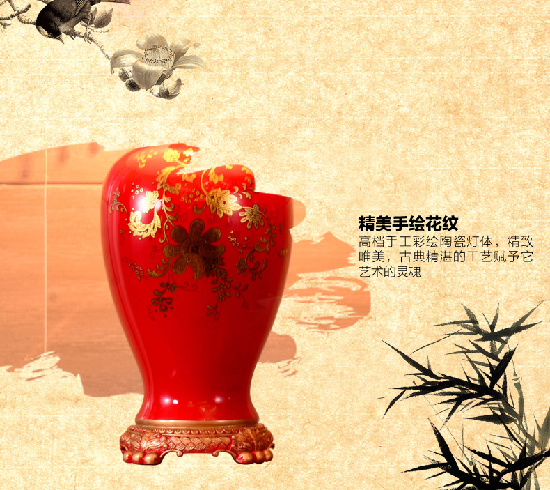 中式陶瓷台灯卧室床头灯 欧式手绘客厅台灯 婚庆田园装饰台灯 QC2004A