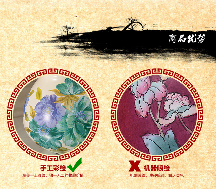 中式陶瓷台灯卧室床头灯欧式客厅书房台灯 复古婚庆装饰台灯 QC2001C