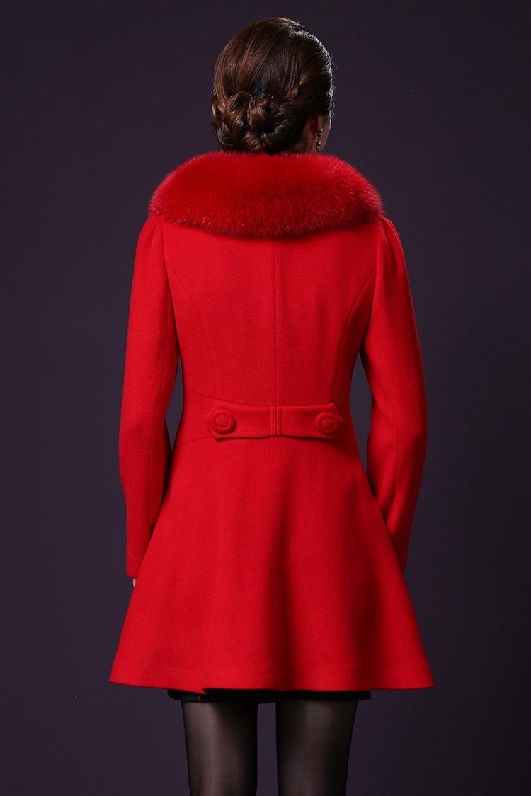 佳衣名品 2015秋冬新款奢华大毛领毛呢外套 M8039 蓝色 XXXL