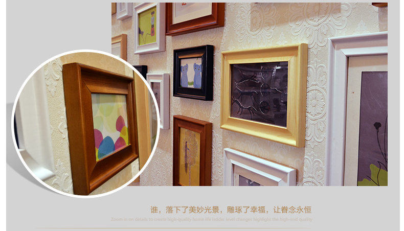 
                                        梓晨实木照片墙 相框墙 客厅欧式 相片墙创意相框画框组合 地中海 白原蓝红(送欧式画芯)                