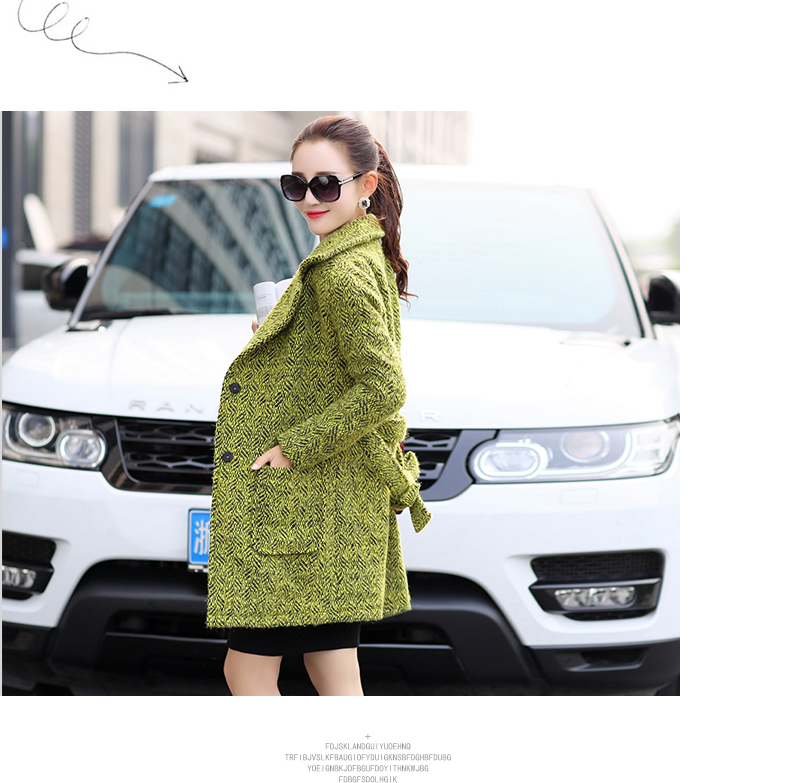 斐曼诗 2015秋冬新款呢子大衣中长款毛呢外套女 910 蓝色 L