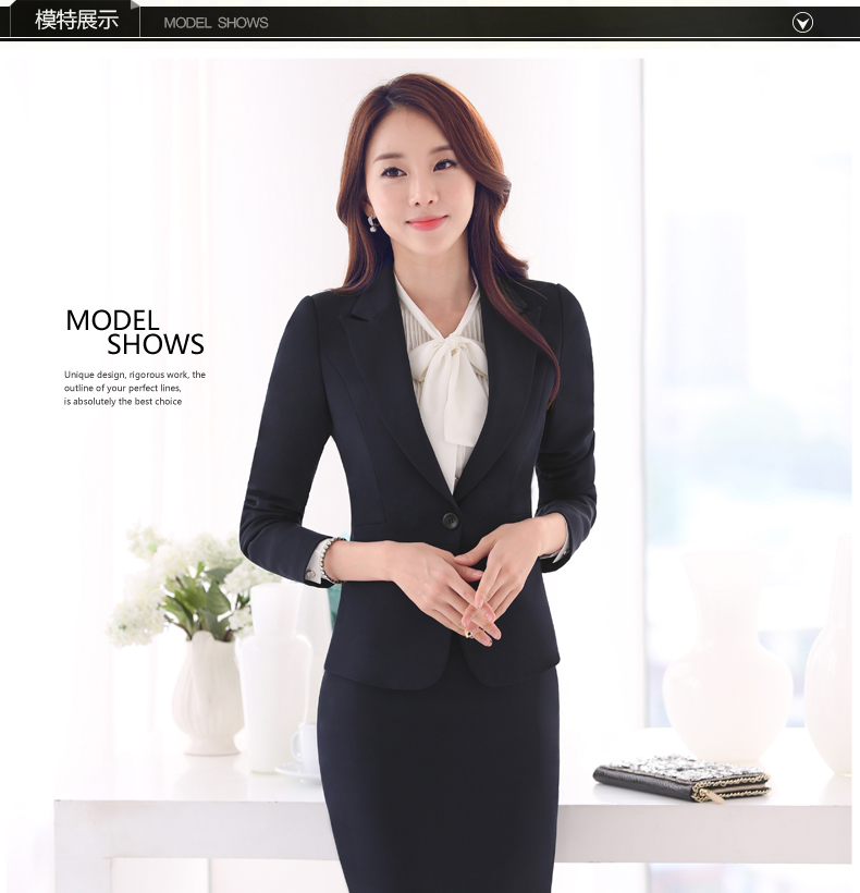 
                                        曼彩蝶2015秋冬职业工作服装面试装正装女士西服短裙  长裤 黑色 XXL                