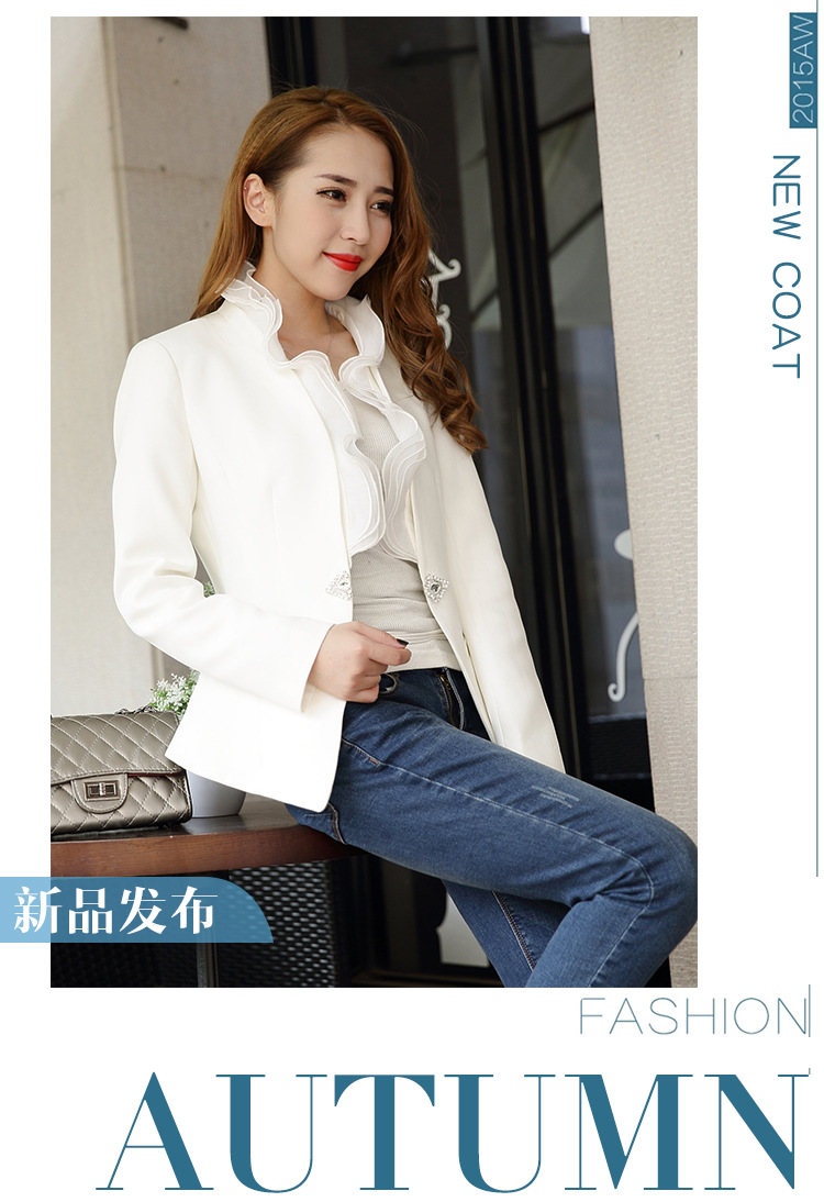 【梦蔚柏】2015秋装女装韩版上衣ol气质修身女短外套 黑色 2XL