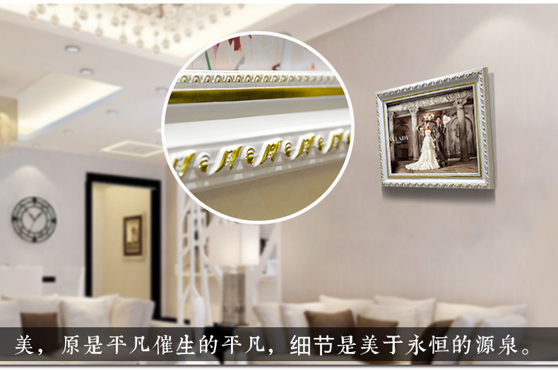 梦雅莉 实木相框欧式挂墙12 16 20 24 30寸婚纱照相框 儿童创意摆台画框 珍珠银色 18寸