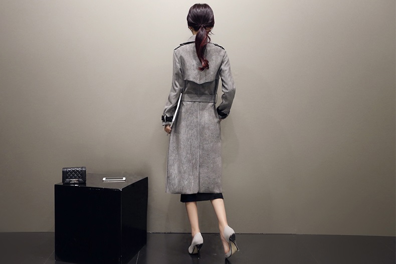 佳衣名品 2015韩版女士气质中长款修身显瘦薄鹿皮绒风衣女外套潮 F6565 红 L
