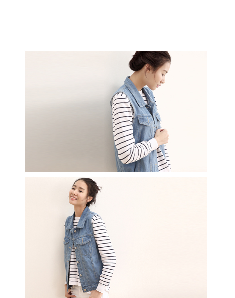 sole love 2015新款秋装牛仔马甲女秋冬短款牛仔背心女式马甲外套 浅蓝色
