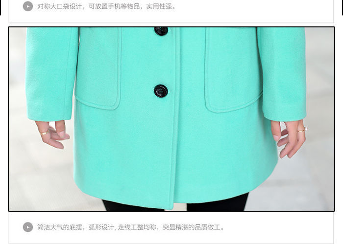 Town Lips羊毛韩版毛呢外套大衣女中长款欧美披肩6072 果绿色 L码