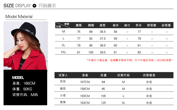 子茵衣舍2015冬季中长款毛呢外套时尚修身显瘦羊羔毛呢子风衣西装 粉色 XL