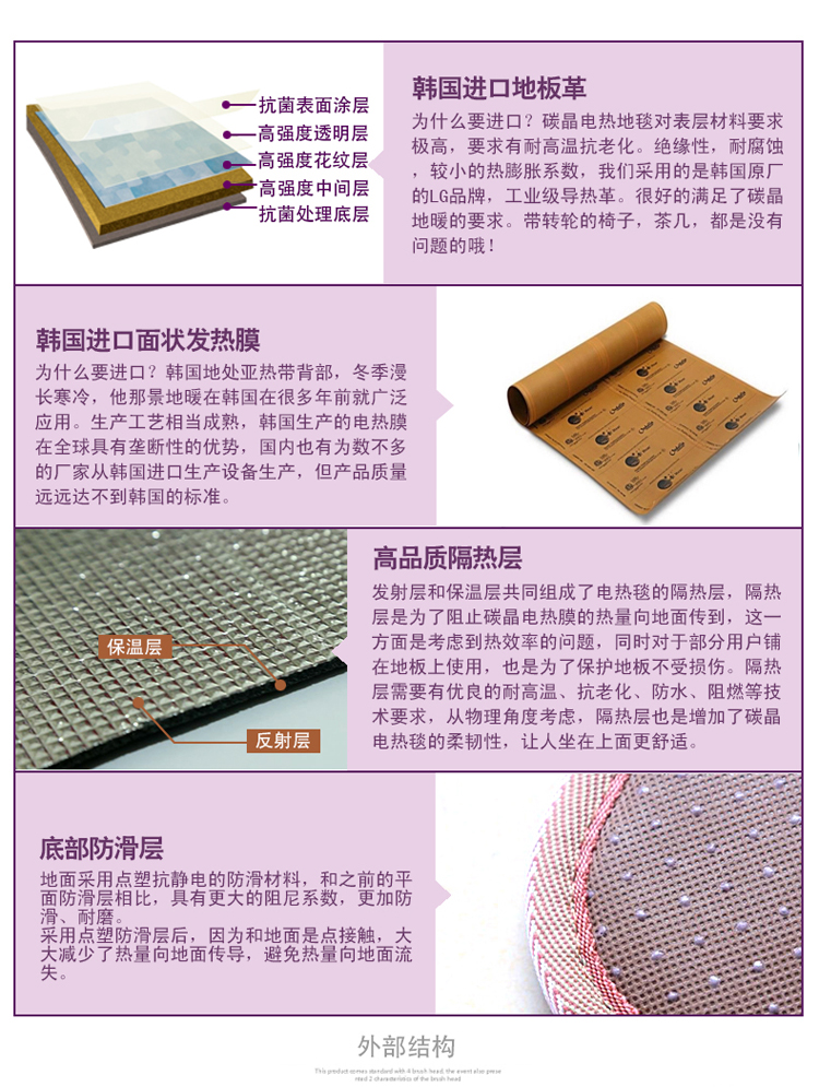 暖大师 取暖垫发热地毯 电热垫碳晶移动地暖 碳晶电热垫 100*100 米色