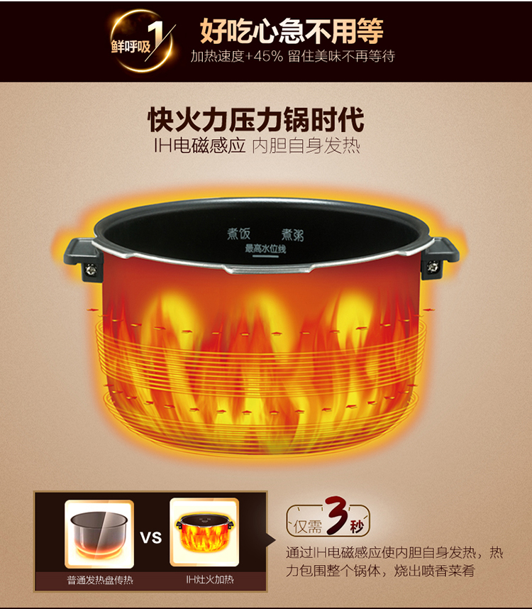 
                                        苏泊尔（SUPOR）智能IH电磁加热电压力锅 5升鲜呼吸压力锅 顺丰直送 FH2 5升鲜呼吸电压力锅FH2                