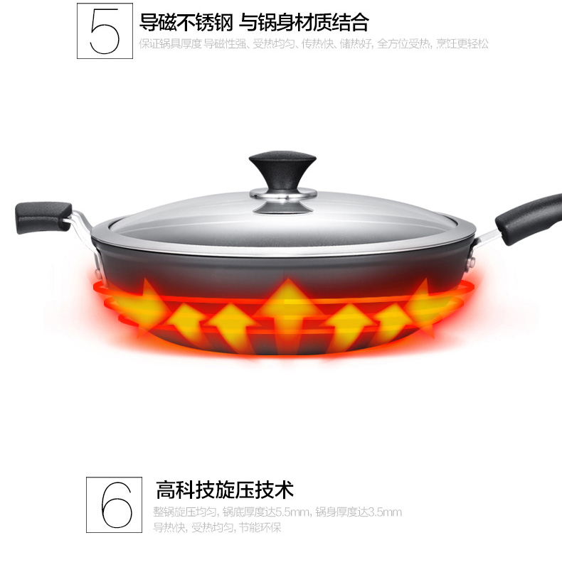 尚尼 炒锅低油烟家用炒菜锅不粘锅电磁炉燃气炉可用 开普敦炒锅 32CM