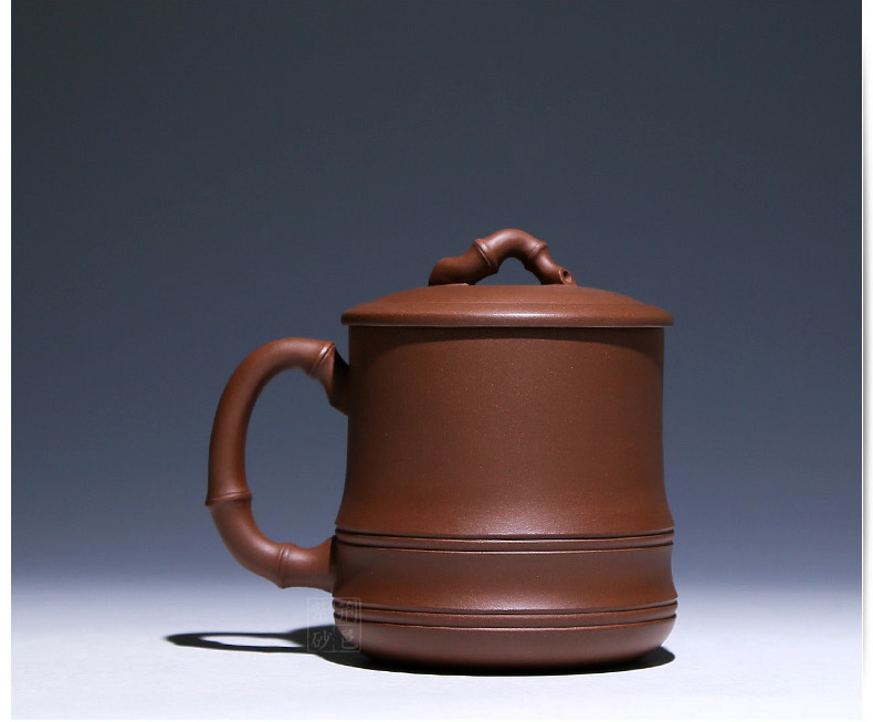 紫砂杯子宜兴全手工茶杯茶壶茶具紫砂壶杯功夫原矿紫砂盖杯名家  泥绘竹韵 珍藏