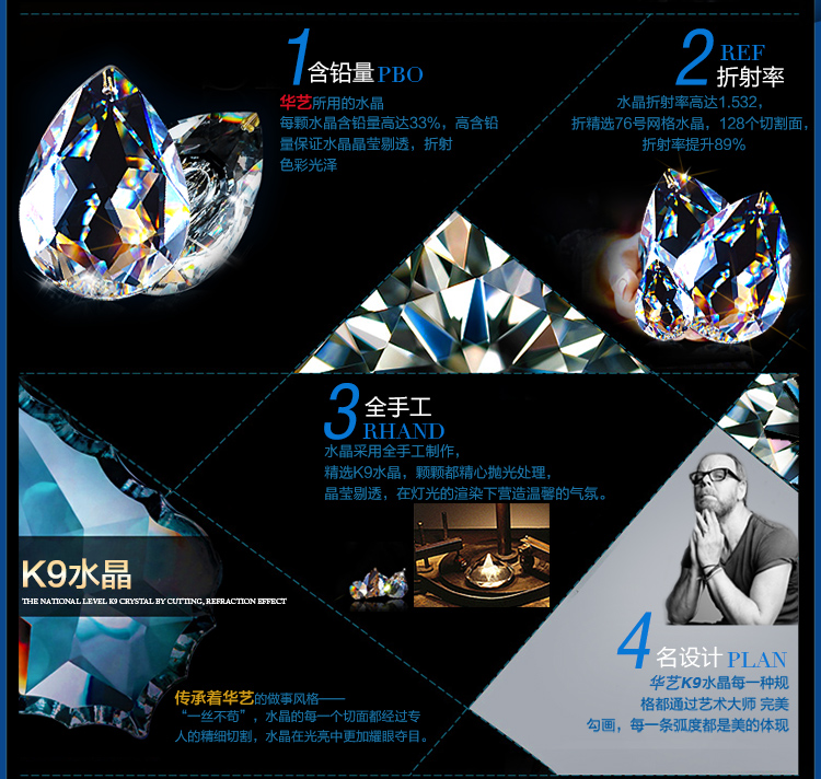 
                                        华艺灯饰 欧式奢华锌合金水晶灯 壁灯客厅卧室过道壁灯 DB37 壁灯 2头                