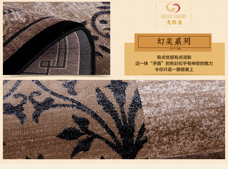 戈尔登地毯 土耳其进口现代简约客厅茶几地毯 卧室沙发垫房间地毯 土耳其进口7004黑 160cmx230cm