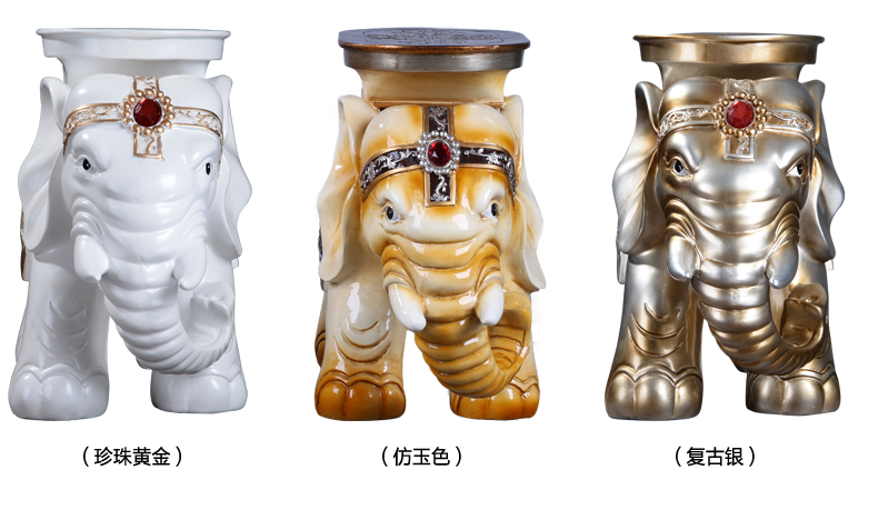 
                                        雅尊 家居装饰树脂工艺品欧式创意招财大象换鞋凳子 客厅树脂动物摆件 珍珠金一对豪华款                