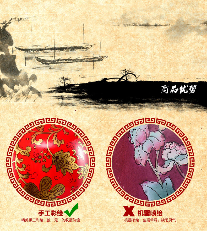 中式陶瓷台灯卧室床头灯 欧式手绘客厅台灯 婚庆田园装饰台灯 QC2004A