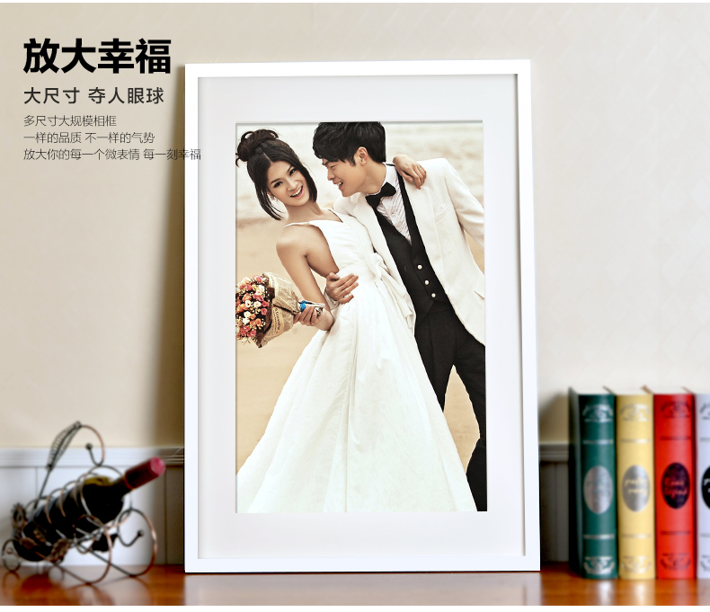 
                                        古笛（GUDI） 实木大相框16寸18寸2024寸3036寸4k8开A3创意挂墙拼图画框 原木色 16寸 29.8*39.8cm                