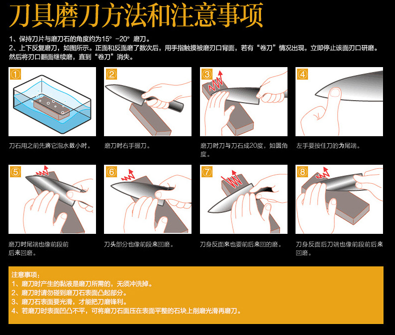 OOU出品不锈钢菜刀砍刀面包刀套装 德国工艺刀具套装 厨房刀具六件套带刀座UC3901