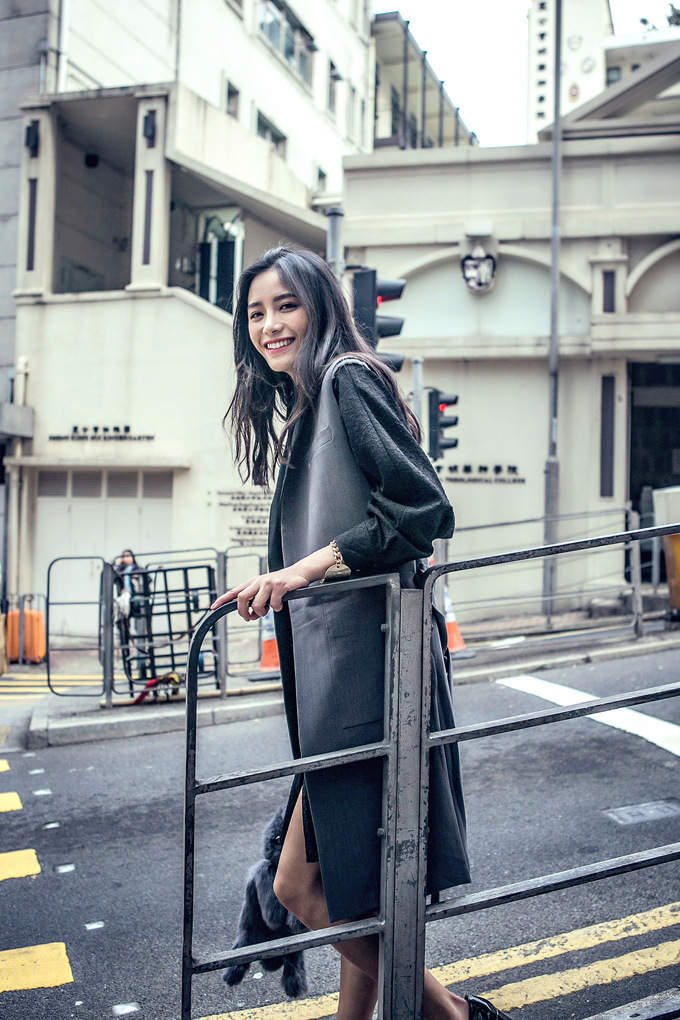 珞俐娅 2015秋季新款街拍大牌宽松七分袖中长款肌理衬衫裙女 黑色 均码