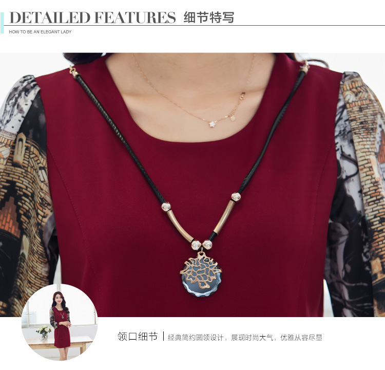 梵采儿　2015新款秋装大码连衣裙韩版女装修身显瘦中长款裙子女士长袖秋裙810 洒红色加绒 XL