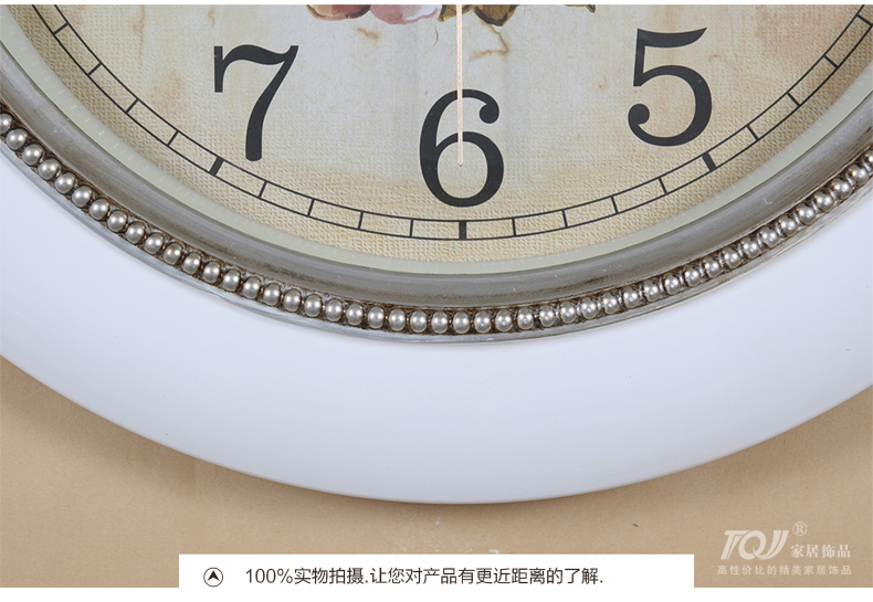 
                                        丽盛欧式静音壁挂钟客厅时尚装饰餐厅挂表卧室创意现代圆形时钟表 白色                