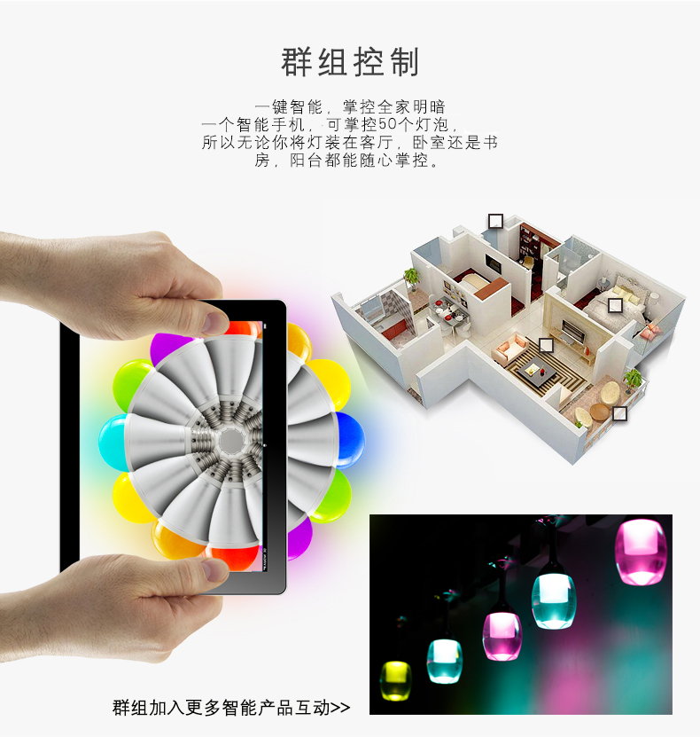 莱维LED智能灯泡led智能灯手机WIFI无线智能家居智能七彩灯 ktv灯光 摩灯RGB