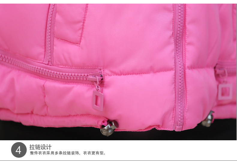 米莉伊芙2015冬装新款女装修身短款连帽棉背心棉马甲女配真毛领 蓝色 L