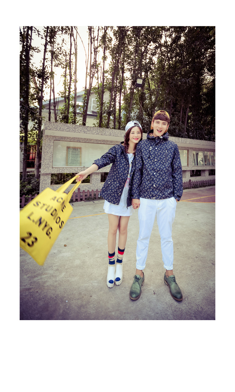 源夏仙  2015情侣装 秋装新款韩版大码短外套 学生班服 D 白色 L