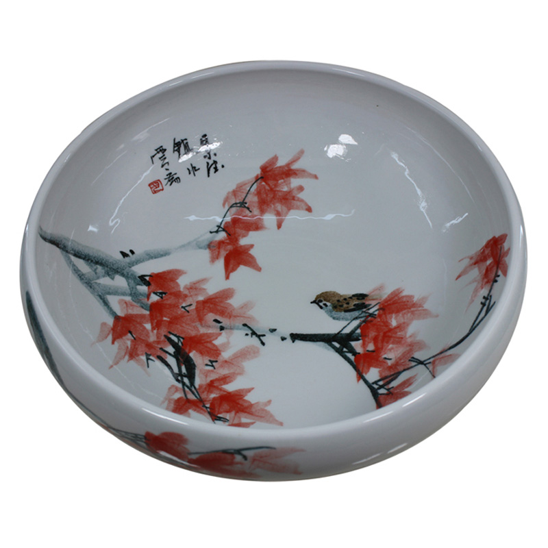 
                                        巅峰   景德镇陶瓷器鱼缸金鱼缸乌龟缸睡莲缸陶瓷鱼盆金鱼盆 陶瓷摆件 竹子                
