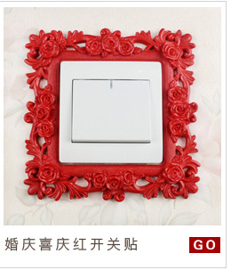 
                                        如果Roogo欧式宫廷花卉双开开关贴手工立体浮雕描金彩色环保树脂书房插座套墙贴装饰贴 欧式开关贴-双开 钟情1                